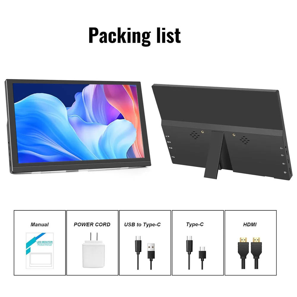 13.3 Inch Portable Monitor,Small HDMI Monitor,Built-in speakers Type-c HDMI Compatible With PC Laptop Phone PS4/5 Raspberry Pi-6