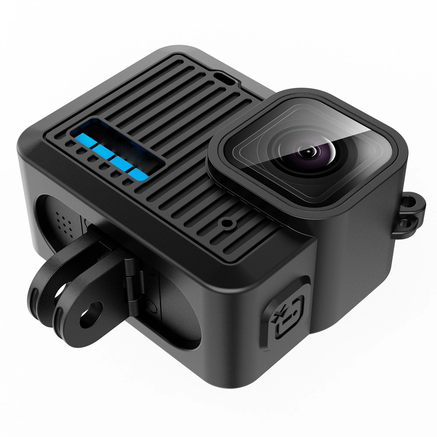 PULUZ for GoPro HERO 4K 2024 Camera Silicone Protective Case with Side Interface Cover & Wrist Strap & Lens Cap Accessories-5