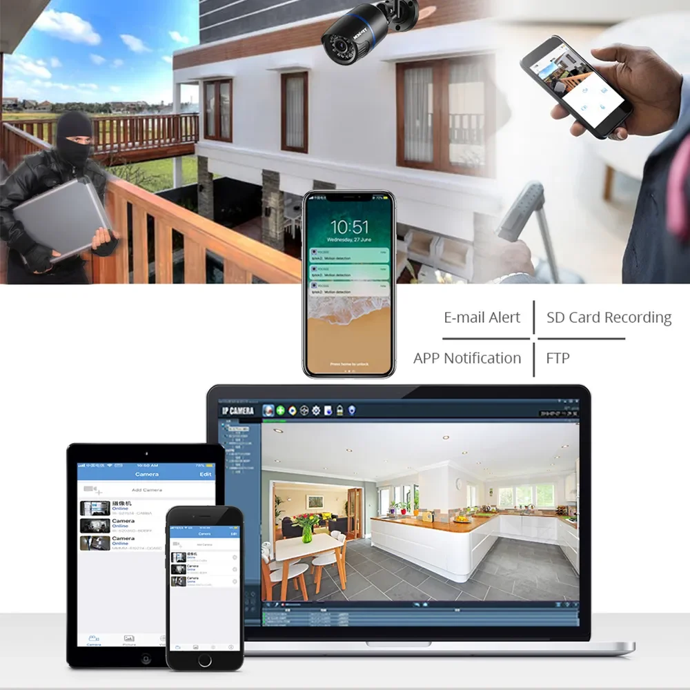 4MP 1080P IP Camera Outdoor WiFi Security Camera Wireless Video Surveillance Wi Fi Bullet CCTV HD Camara CamHipro CamHi Cam-3