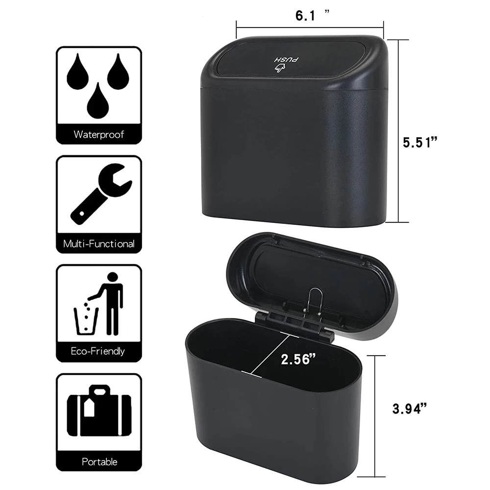 Portable Hanging Mini Car Trash Can,Wastebasket Trash Can with Lid, for Car Office Home,Auto Storage Bin Accessories-6