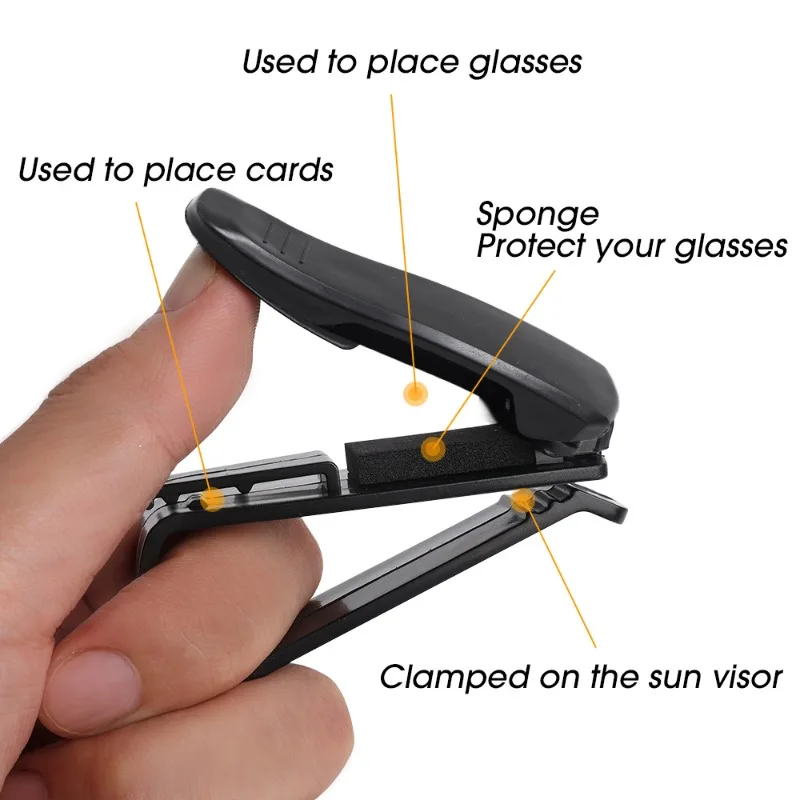 2/1pcs Auto Sun Visor Glasses Box Sunglasses Clip Card Ticket Holder Stand Universal Fastener Case Eyeglasses Car Accessories-3