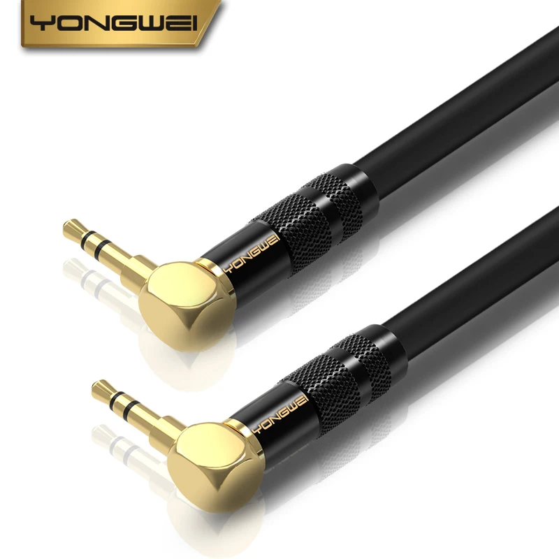 YONGWEI 3.5mm straight to curved audio cable AUX car male to male mobile phone computer speaker headset audio extension cable-5