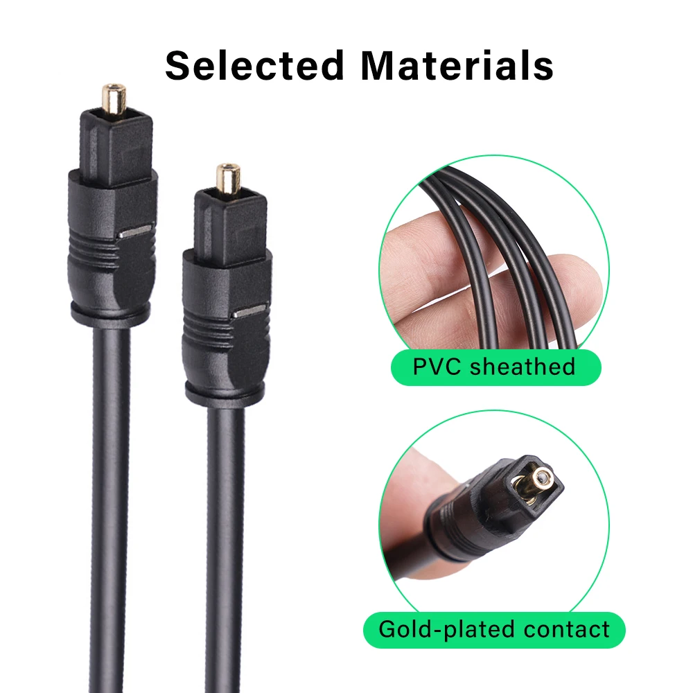 0.5m 1m 1.5m 2m 3m Digital Fiber Optical Optic Audio Cable SPDIF MD DVD TosLink Gold Plated Lead Cord Connect to DVD CD-6