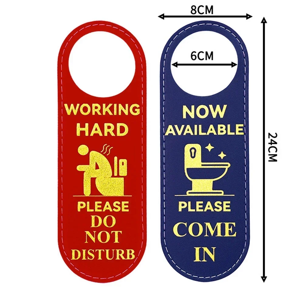 Double-Sided Door Hanger Sign Not Disturb/please Come In For Bathroom Signage Double-Sided Tag PU 8x24cm Door Hanger Sign-3
