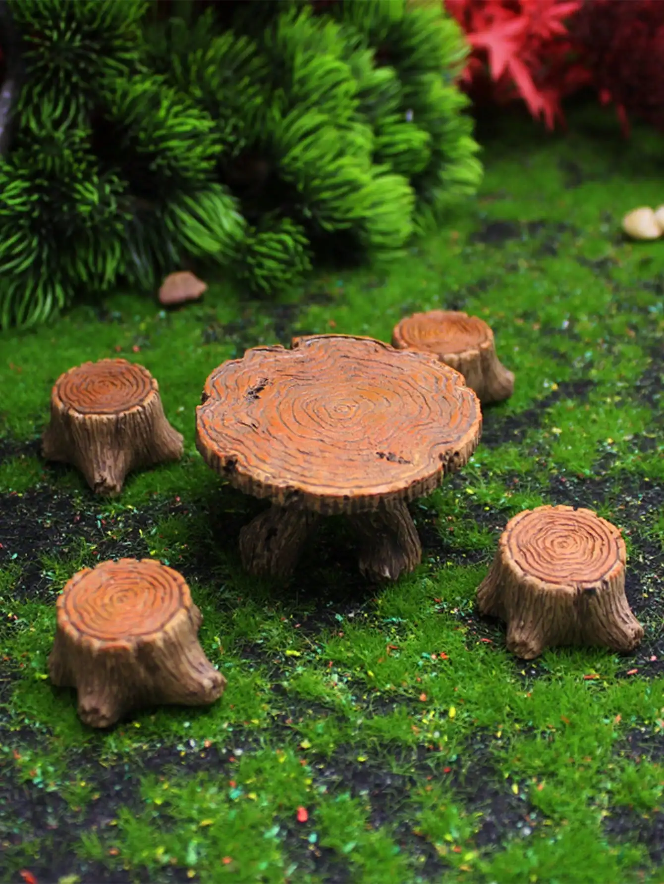 5 miniature tree stump garden art accessories resin decoration, garden landscape accessories, resin creative crafts-2