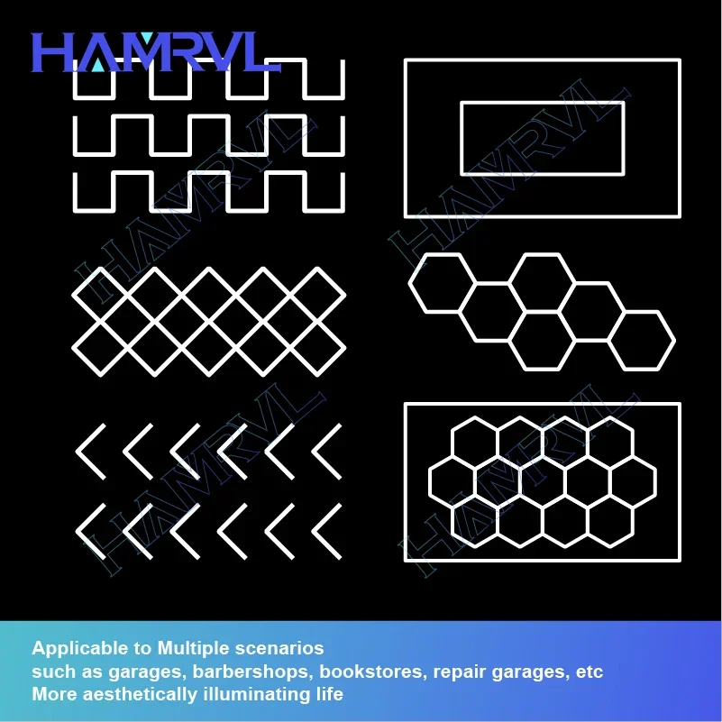 Hexagon LED lighting for Garage Barbecue Shop Barbershop Gym Bar Car Detailing Showroom 4S Workshop Ceiling Light Honeycomb Tube-5