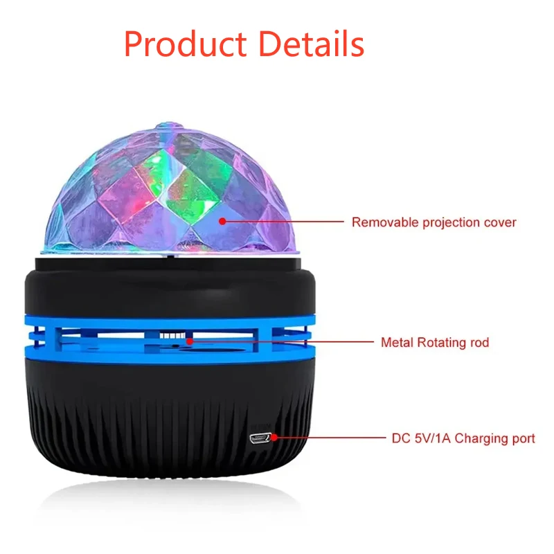 USB Projector Starry Sky Lamp RGB Rotating Magic Ball LED Night Light Decor Bedroom Room Decorative For  Children Christmas Gift-4