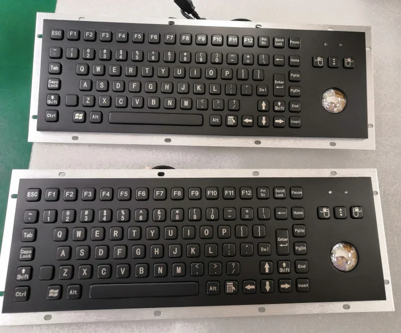 IP65 Black Metal Industrial Keyboards With Trackball Stainless Steel USB Rugged Keyboard For Self Service Kiosk-2