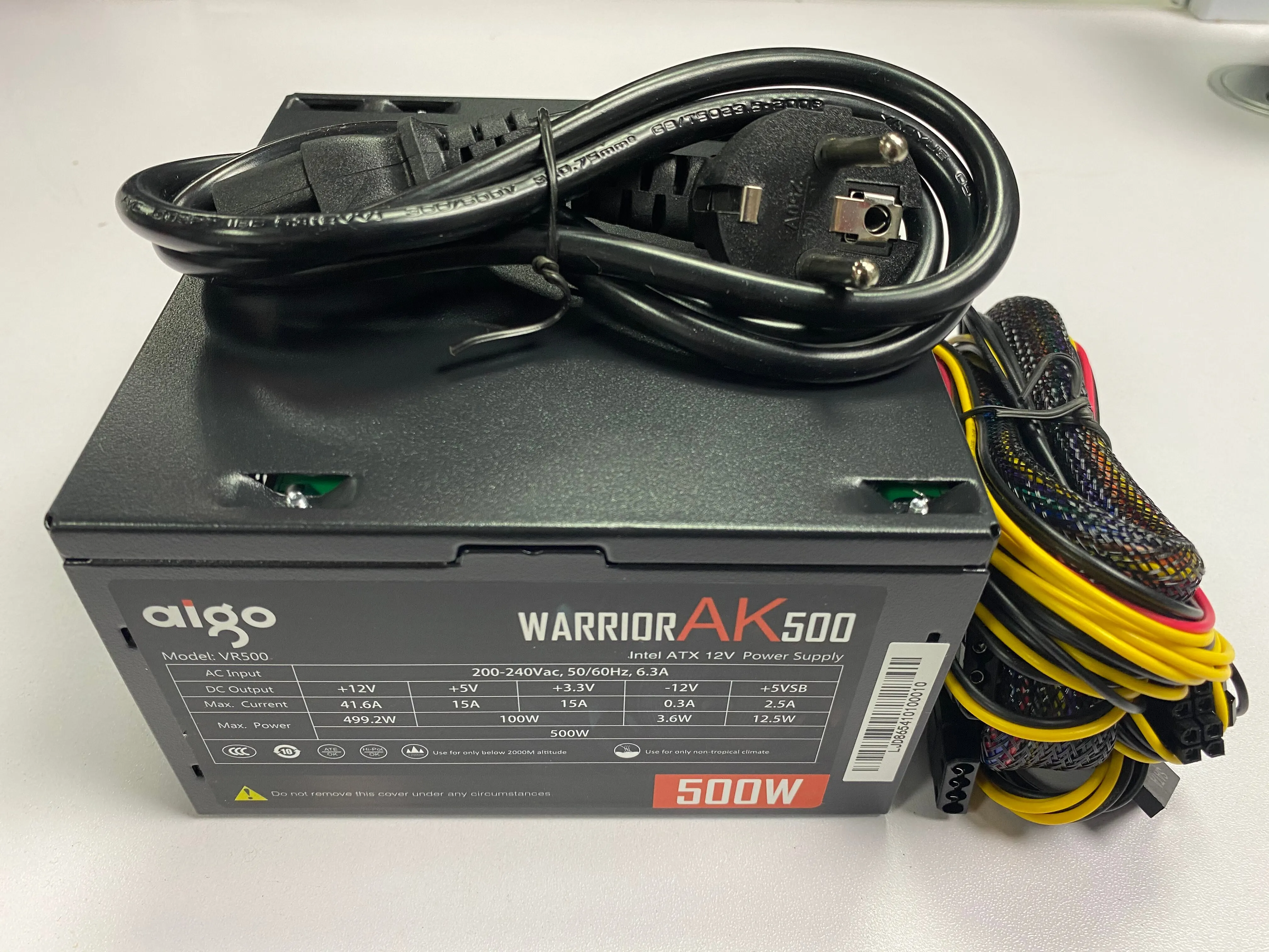 Aigo AK 500W PC PSU Power Supply Unit Black Gaming Quiet 120mm RGB Fan 24pin 12V ATX Desktop Computer Power Supply for BTC-5