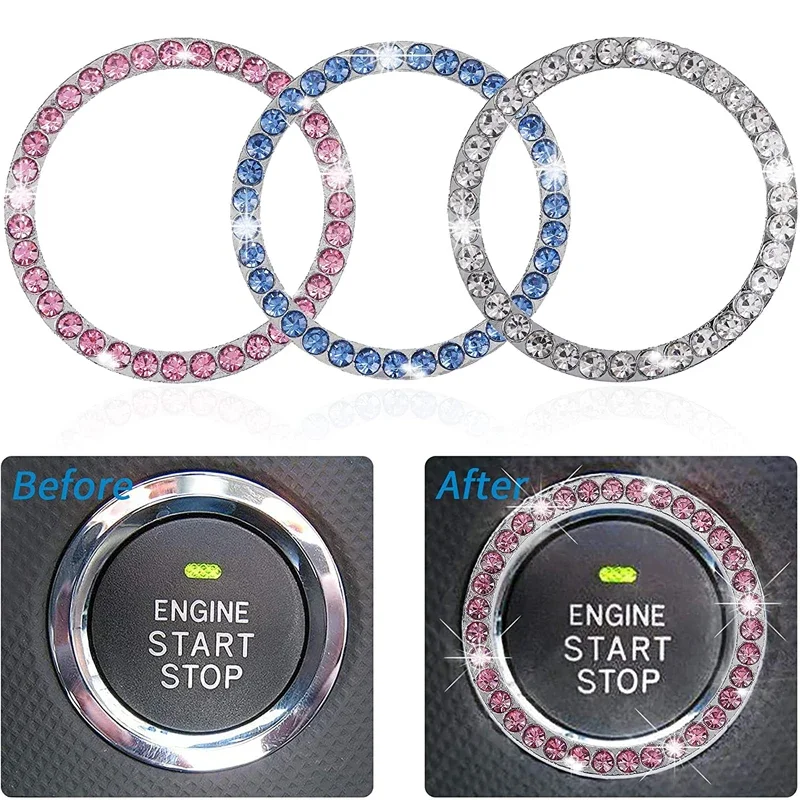 Car Ignition Key Ring Diamond Stickers for Auto Motorcycle Styling Decoration Key Circle Button Car Accessories-2