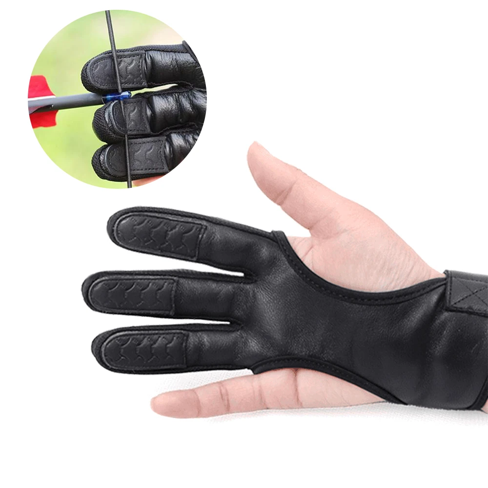 Professional Archery Three-finger Sheepskin Gloves Non-slip Wear-resistant Comfortable Breathable Archery Protective Gear