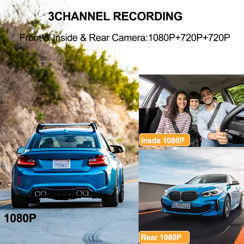 WIFI APP Control Car Dvr 3 Channel 1080P Dash Cam for Cars Front and Rear View Recorder Video Car Camera for Car Assecories-2