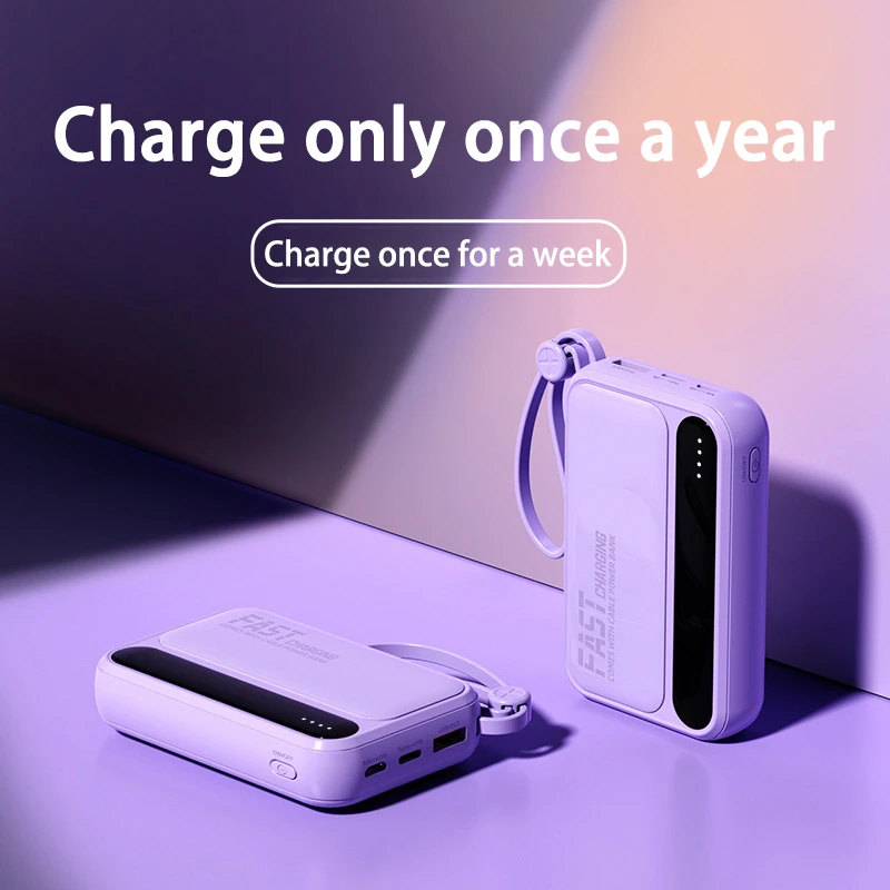 Portable Power Bank High Capacitybuilt-in 4 Cables Two-Way Fast Charging Mini Powerbank For iPhone Samsung 120W 100000mAh New-4