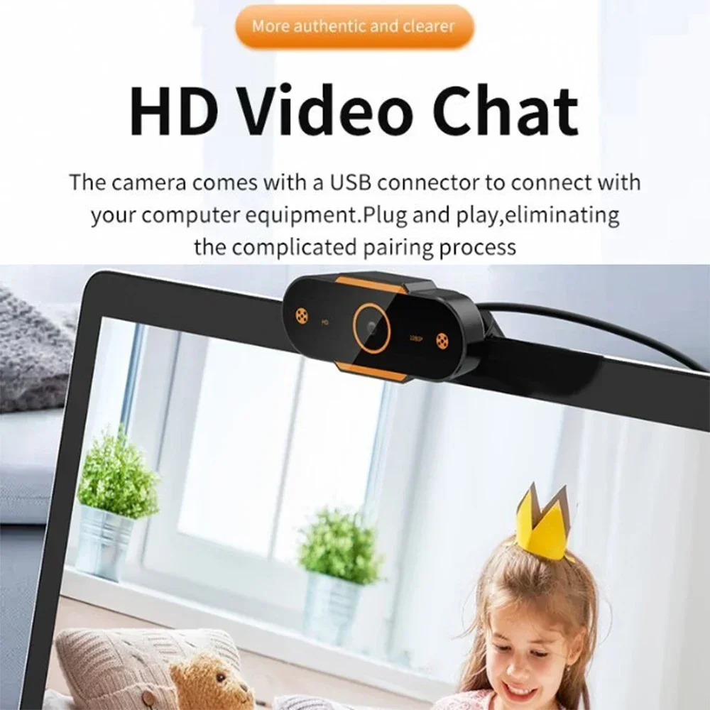 1080P HD Webcam Camera Auto Focus Webcam CMOS USB Computer PC Camera with Mic for Video Calling Network Teaching Office Meeting-5