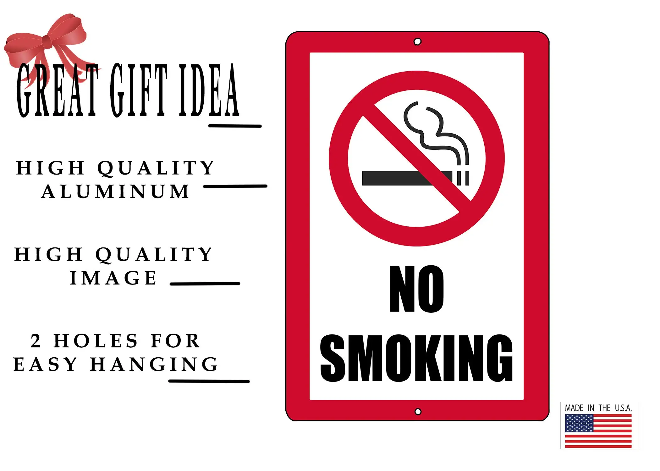 No Smoking Metal Tin Sign Business Retail Store Home Large-2