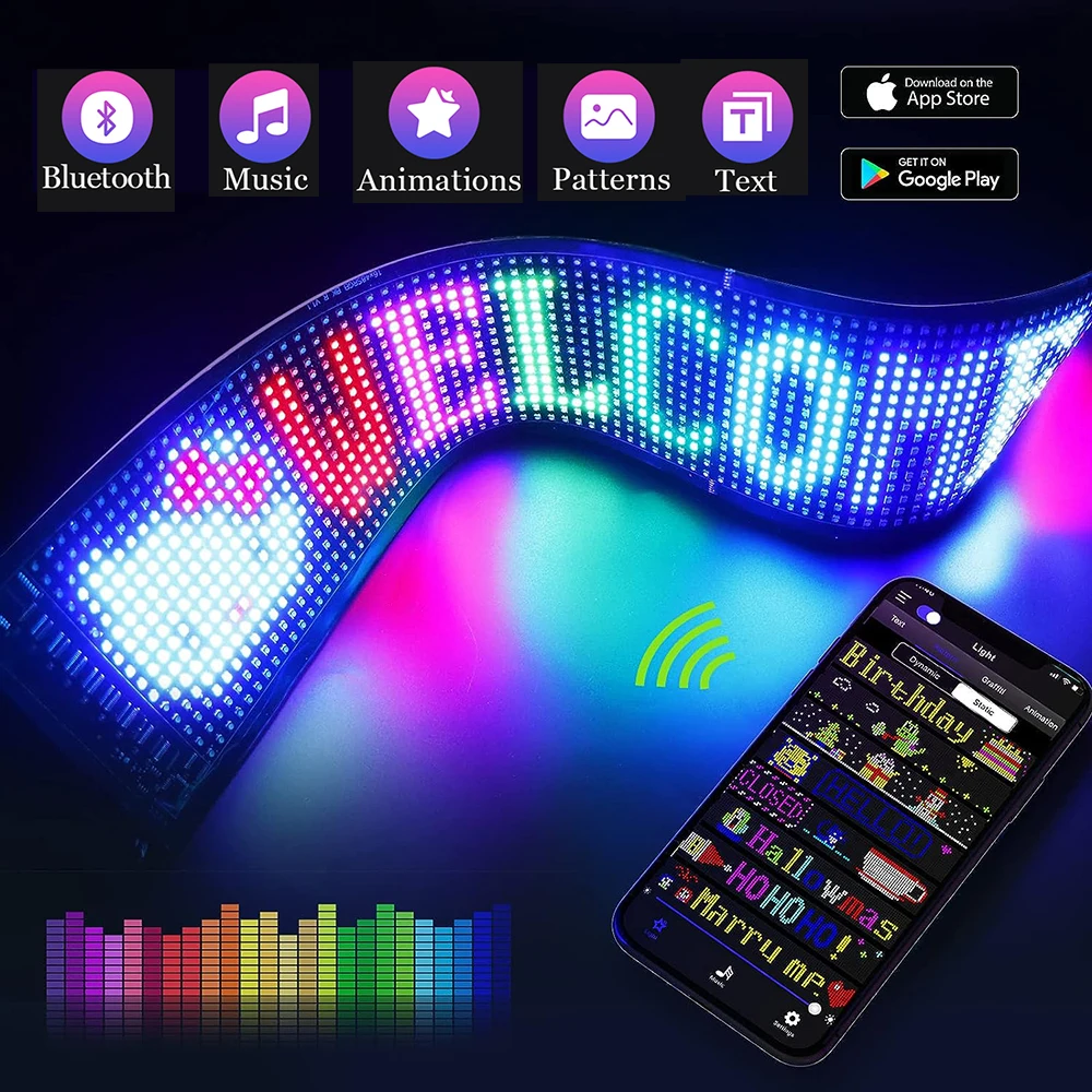 LED Matrix Panel Rolling Advertising LED Signage USB 5V Bluetooth App Controlled Sign Light Programmable LED Car Sign-5