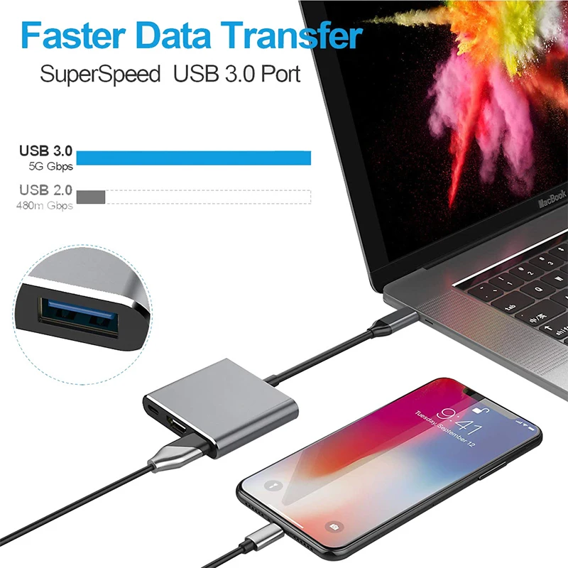 3 in 1 Usb Hub USB C to HDMI-compatible Splitter HUB Type-c to HDMI-compatible USB3.0 Docking Station For Macbook Air Converter-6