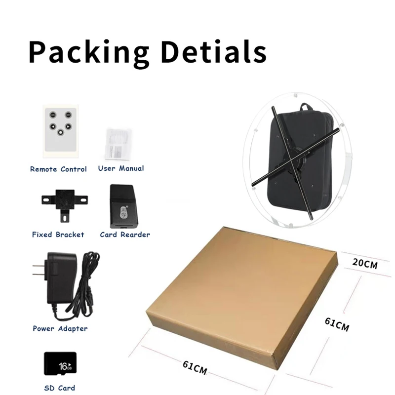 52CM LED 3D Holographic Fan Projector Portable Backpack with WiFi 576pcs Projector for Christmas Event Parties Advertising-5