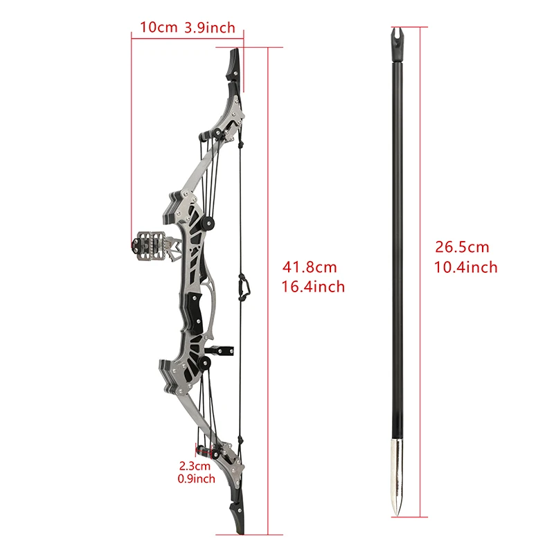 1 Set 16.4 Inch Mini Compound Bow Stainless Steel 16 Ibs Dyneema Bow String with Arrow for Archery Shooting Hunting Outdoor Spor-2