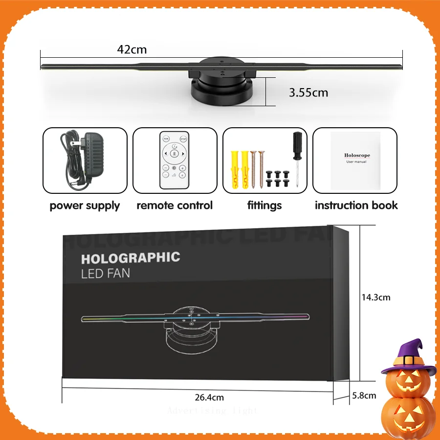 3D Hologram Fan WiFi 3D Holographic Projector Advertising Display HD Light Holographic Projector for Stores Bars Party Xmas-6