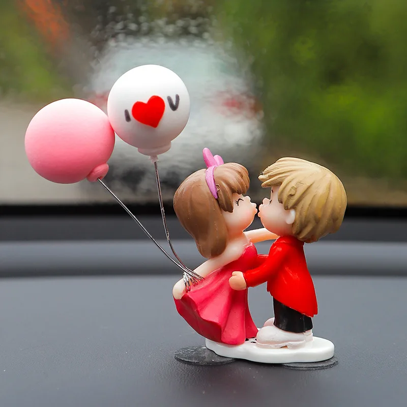 Car Accessories Cute Cartoon Couples Action Figure Figurines Balloon Ornament Auto Interior Dashboard for Girls Gifts Drop-3