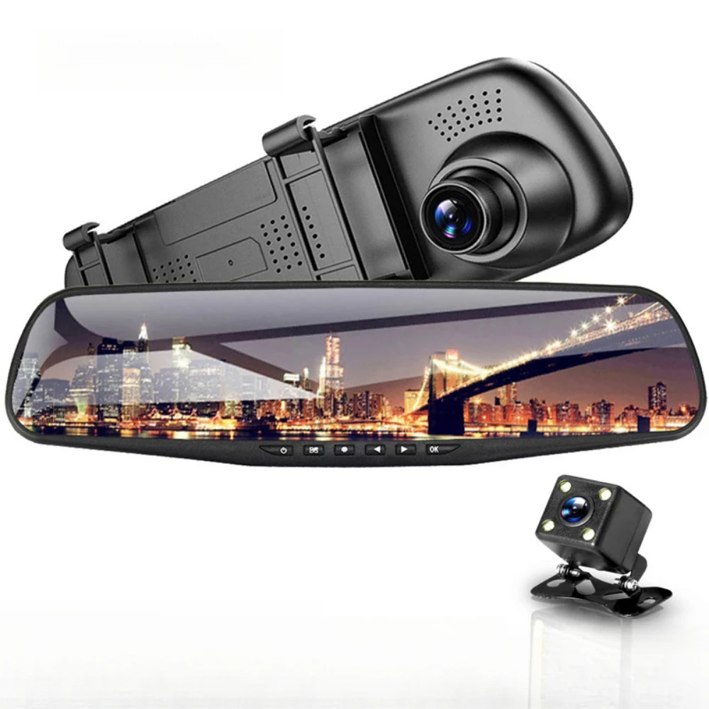 HD 1080P Dual Lens Car DVR Mirror Dash Cam Night Vision Front And Rear 170 Angle Reversing Camera Digital Video Recorder Backup-6