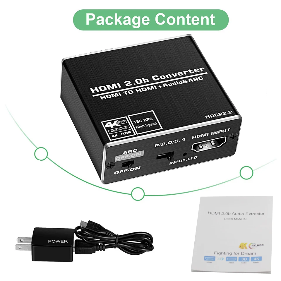 Navceker 4K 60Hz HDMI-Compatible Audio Extractor Stereo Audio Converter 3.5mm Audio Splitter Adapter For PS4 TV DVD Home Theater-6