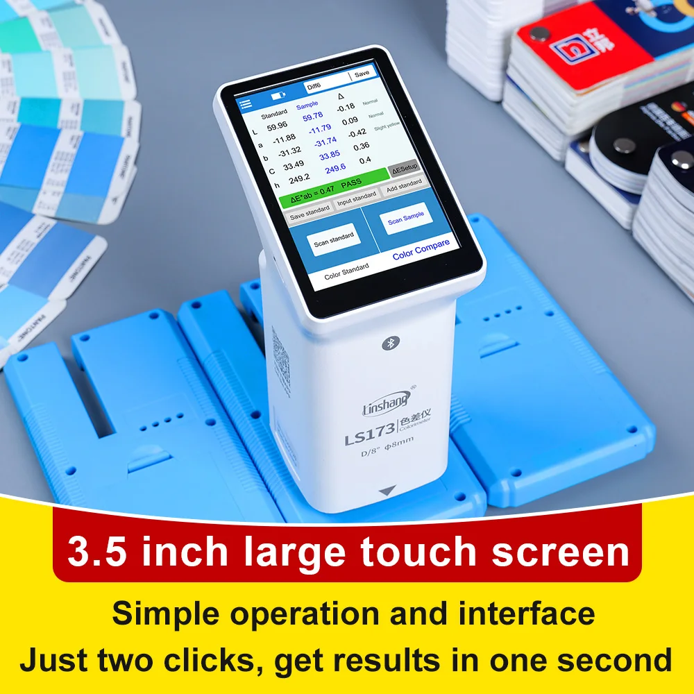 Portable Digital Colorimeter High Precision Handheld Color Meter for Measuring Paints Plastics Color Difference with D/8 LS173-2