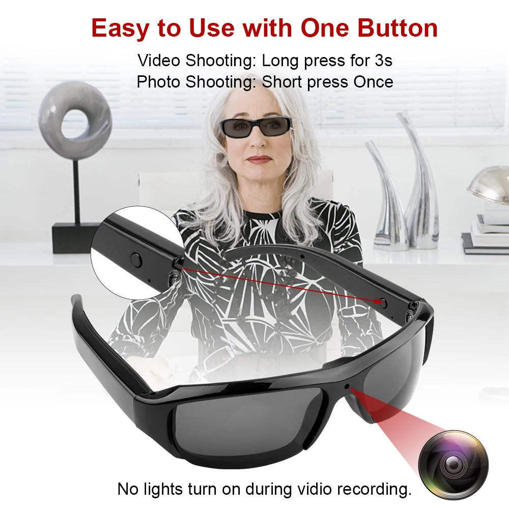 Portable 1080P HD Mini Glasses Camera Video Recorder Wearable Sunglasses Camera Outdoor Sports DV DVR Surveillance Camcorder-3