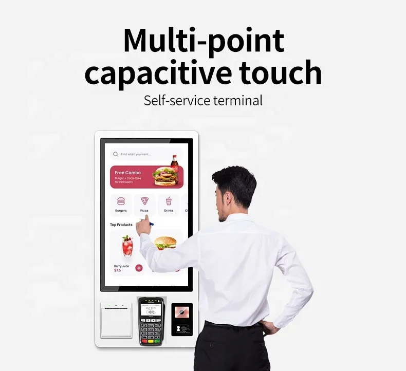 High Brightness  Self Order Android Kfc Mcdonalds Kiosk Self Service  Ordering Kiosk-5