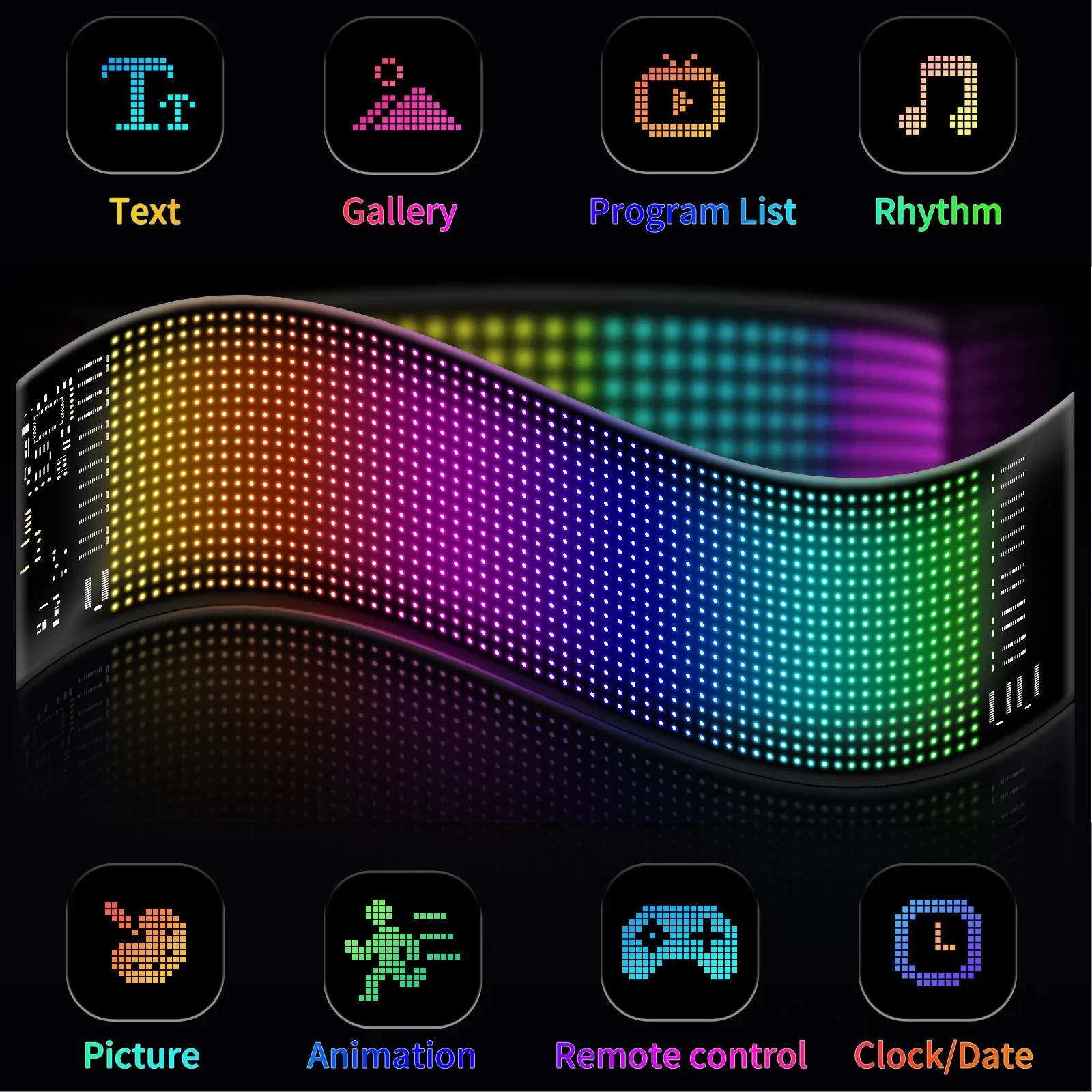 LED Matrix Pixel Panel, Scrolling Bright Advertising LED Signs, Flexible USB 5V LED Car Sign Bluetooth App Control-4