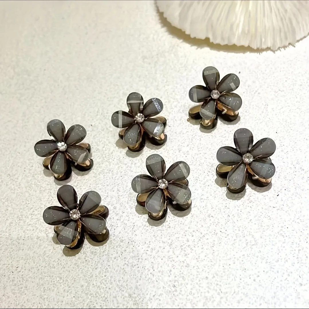 6pcs 3pcs 1pc Kids Women Girls Flower Shaped Hair Grab Clips, Faux Pearl Decorative Hair Barrettes Hair Decoration Accessories-4