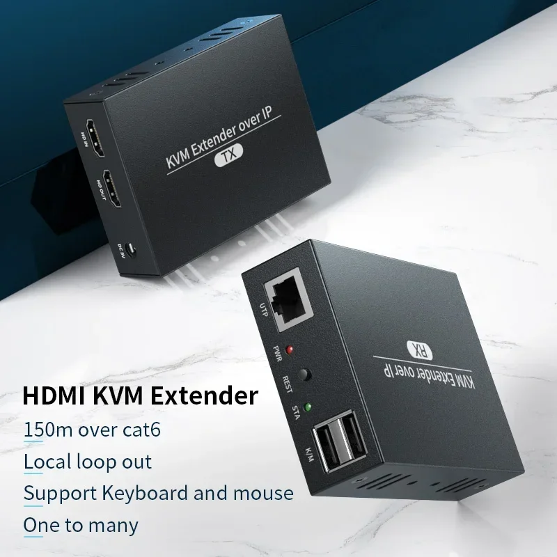 150M HDMI KVM Extender Over IP HDMI USB Extender via cat6 Rj45 Ethernet Network HDMI USB Over UTP/STP Support USB Mouse Keyboard-5