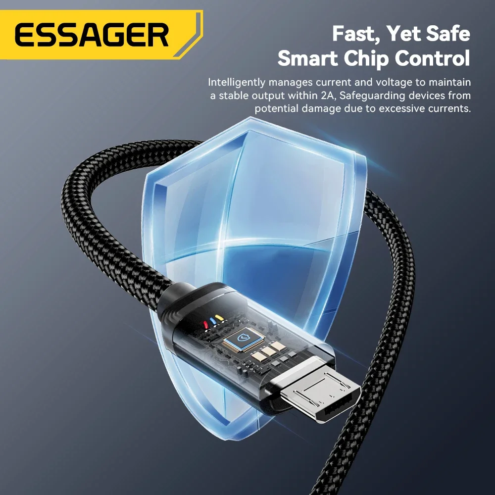 Essager Micro USB Cable 2A Fast Charging USB Cable for  Xiaomi Realme Redmi Samsung Huawei Mobile Phone USB Data Charger Wire 3M-4