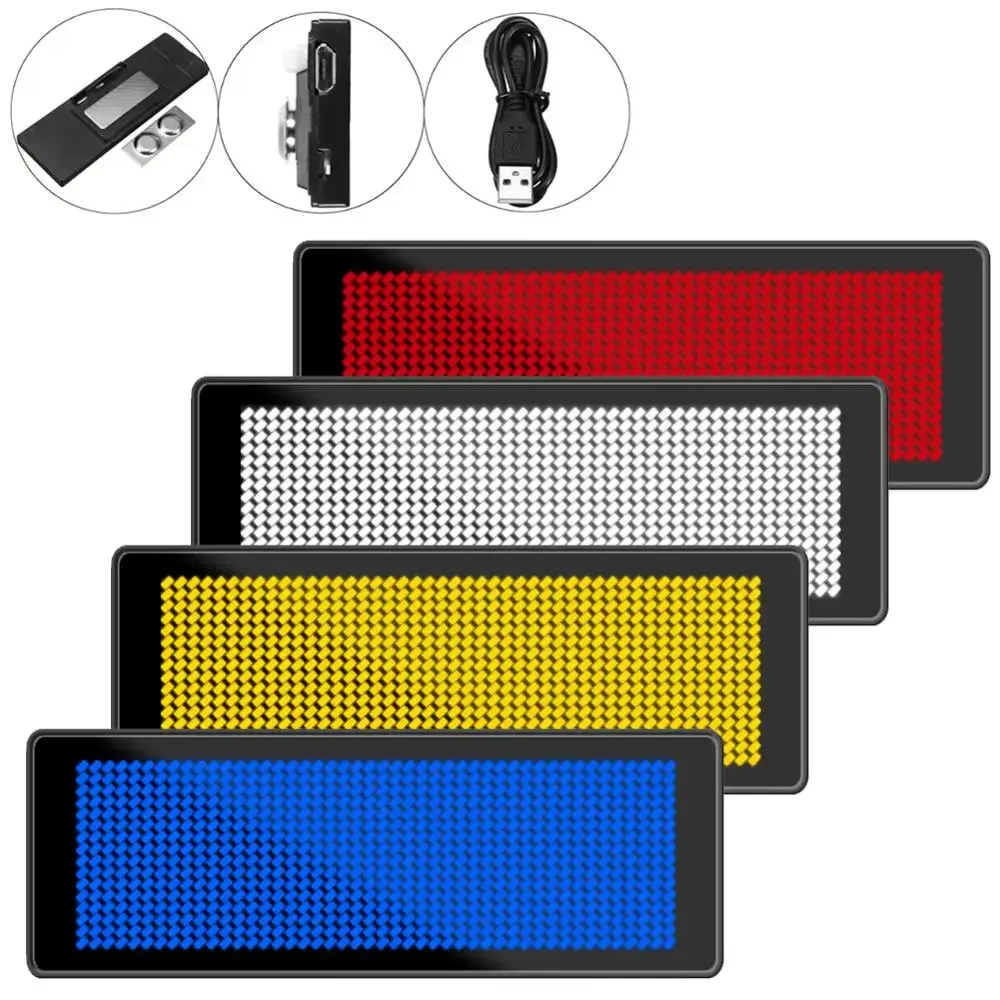 Fully New Bluetooth LED Name Badge DIY Programmable Scrolling Message Board Mini LED Display HD Text Digits Pattern Display-5