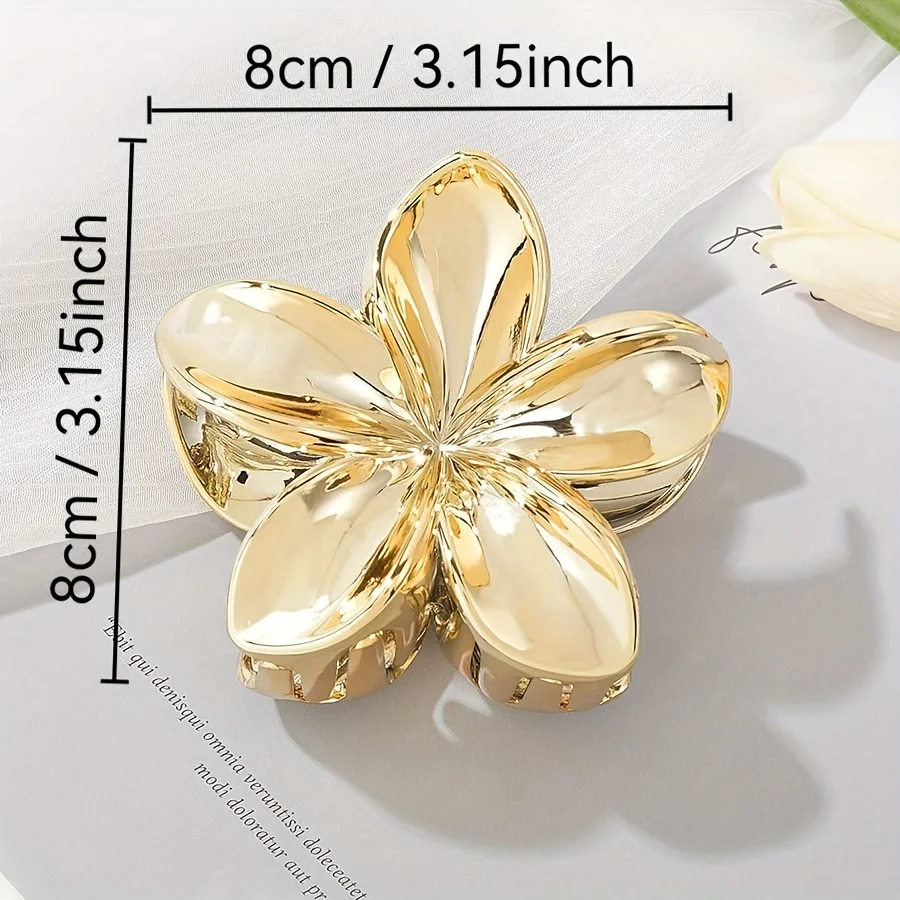 1pc Acrylic Flower Hair Claw, Elegant & Chic, Large Size, Floral Design, Versatile Hair Accessory for Half-Up Hairstyles-4
