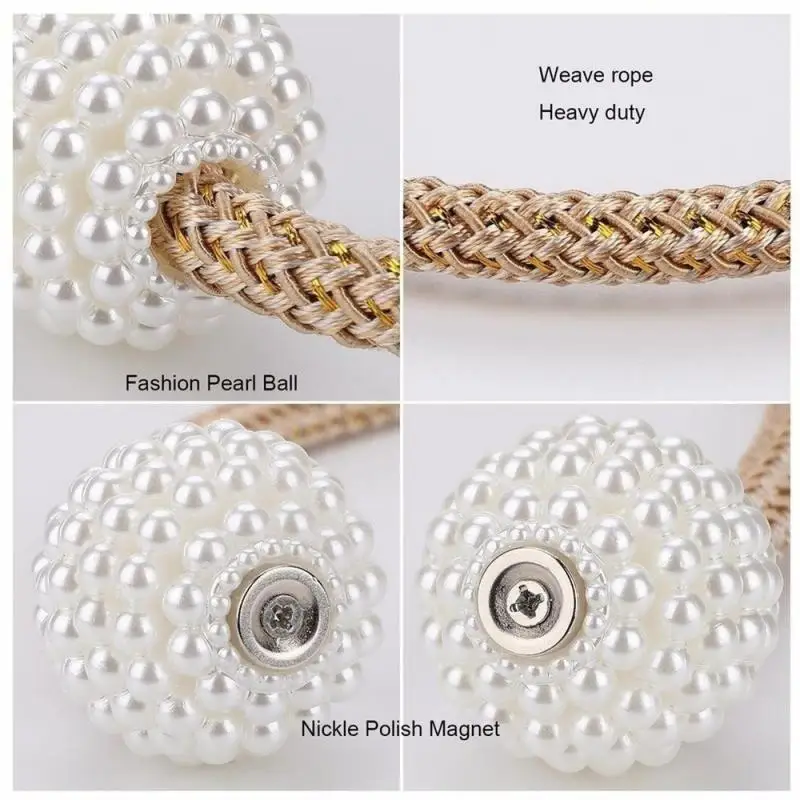 2PCS Pearl Magnetic Curtain Clip Curtain Holders Tie Back Buckle Clips Hanging Ball Buckle Tie Back Curtain Decor Accessories-5