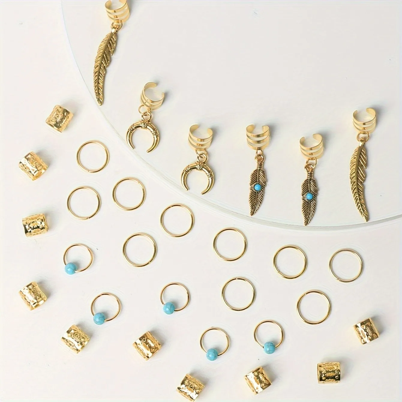 31 Pcs Turquoise Pendant Dreadlock Braid Hair Beads Braids Hair Rings Hippie Style Hair Accessories Loc Hair Jewelry for Braids-5