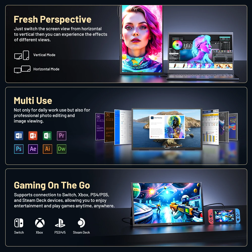 K18G 18.4'' 4K Portable Monitor With HDR10 Android OS Linux & Google TV 7000+ Apps Travel Gaming Display for Laptop/PS4/PS5/XBOX-5