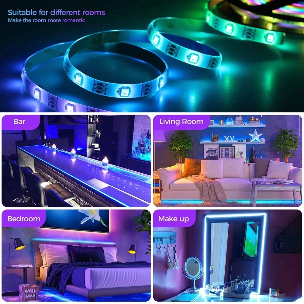 Color RGB 5050 LED Strip Bluetooth Tape Decor for Room LED 10m 15m 20m 30m PC TV backlight Neon LED Lighting Cветодиодная лента-6
