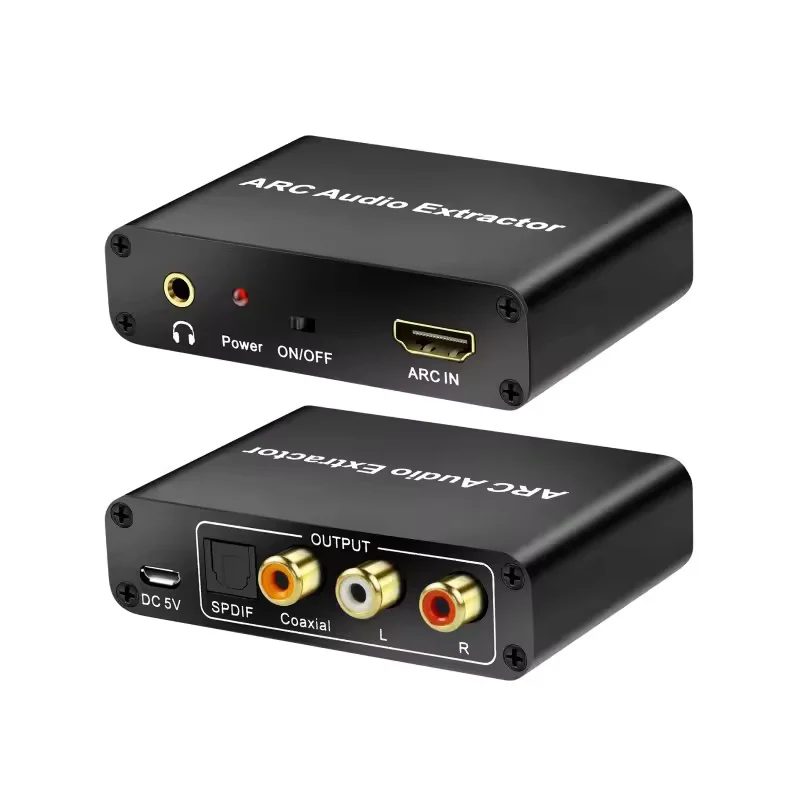 HDMI ARC Audio Extractor DAC ARC L/R Coaxial SPDIF Jack Extractor Return Channel Converter For Fiber RCA 3.5mm Headphone for TV-3
