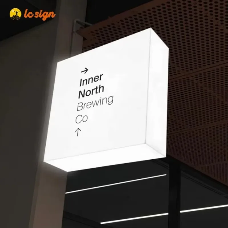 Signage Business Logo Custom Advertising Light Box for Shopping Mall Coffee Storefront Outdoor Waterproof Cube Acrylic Light Box-2