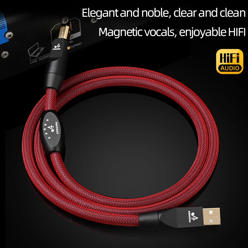 6N Pure Silver HiFi USB Audio Cable Digital Audio Type USB A to B Type C for DAC Computer Sound Card USB Cable-2