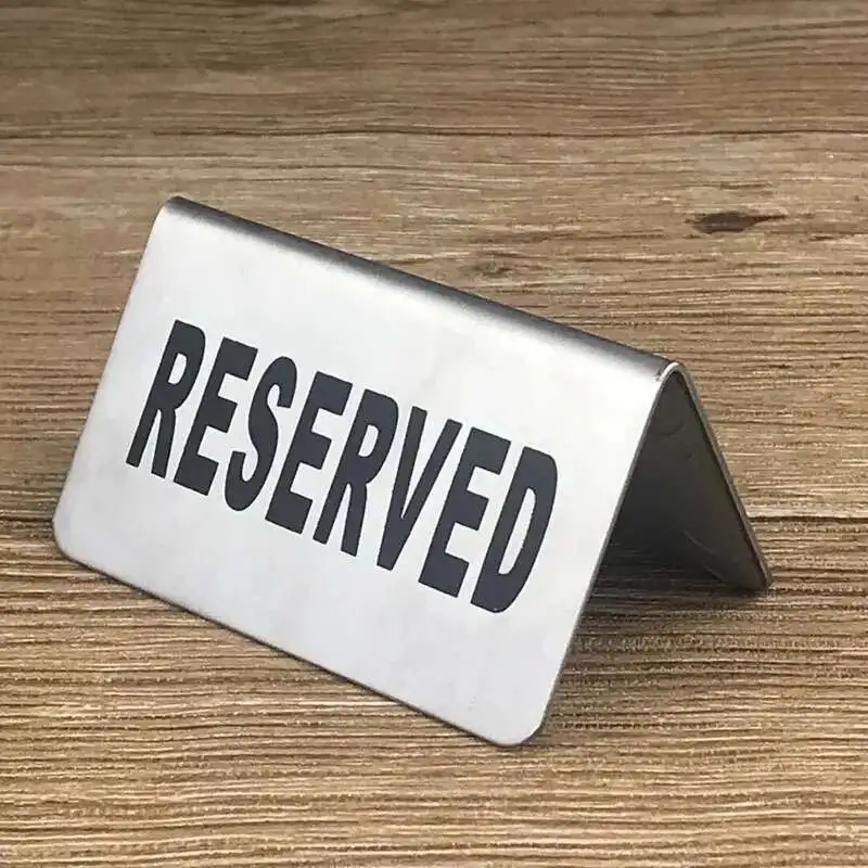 Stainless Steel No Smoking Warning Sign Signage Board Plate Restaurant Table Number Place Card Holder Reserved Notice Sign Stand-6