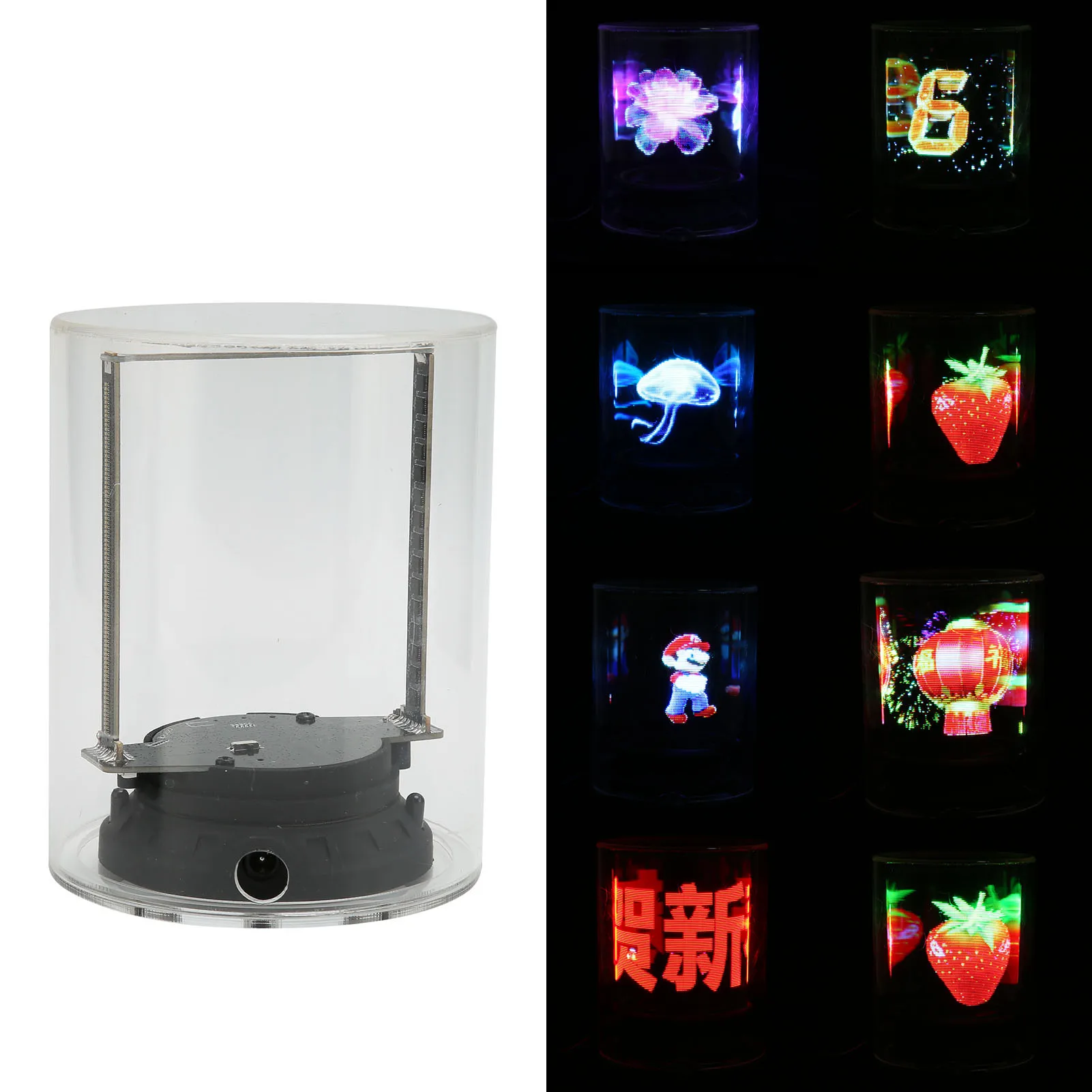 Holographic Advertising Display 160 LED Lightweight WiFi Control 3D Hologram Fan 3.9inch with Clear Cover for Store for-3