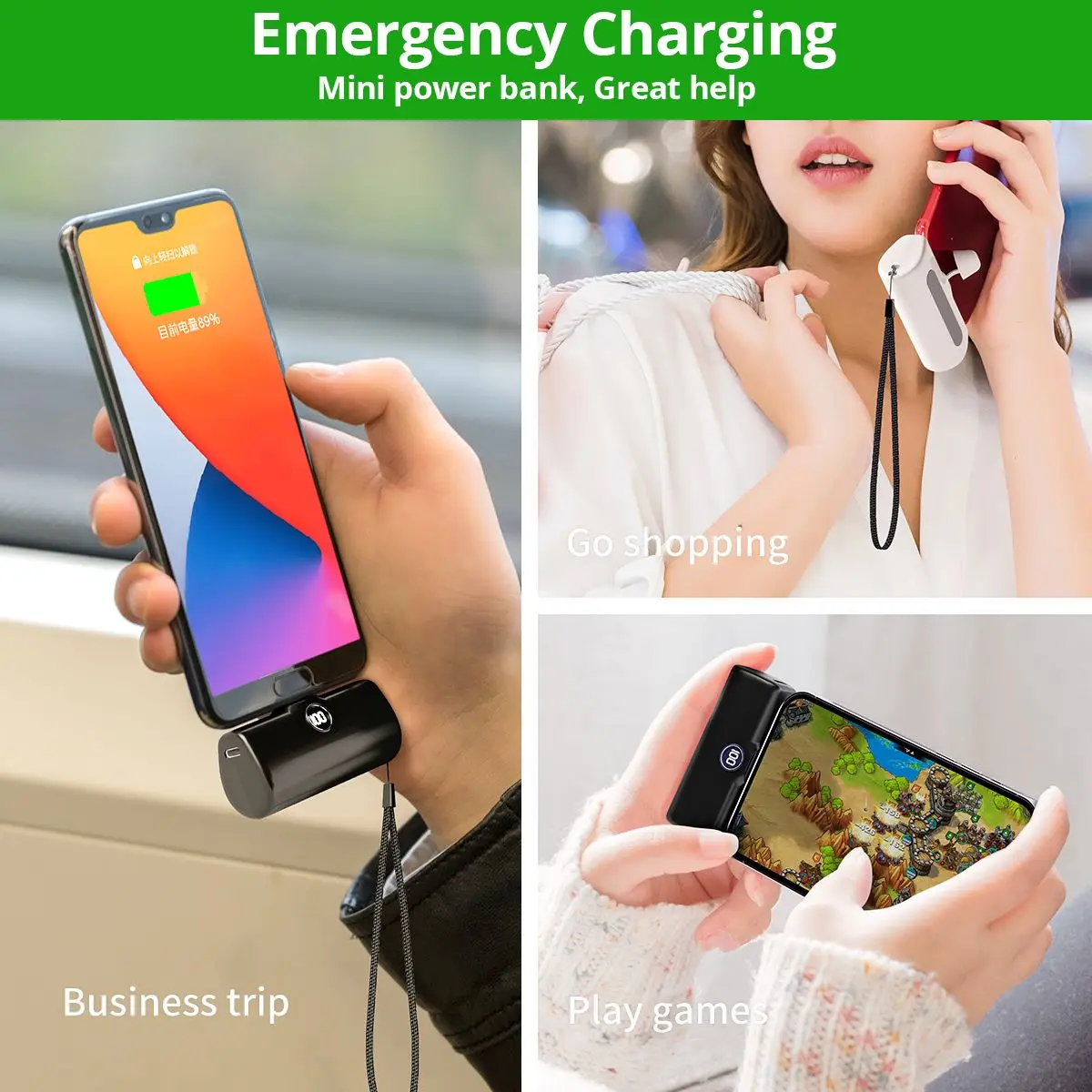 Portable Charger Fast Charge Type C External Battery for iPhone Samsung Xiaomi Built-in Cable Quick Charge Pocket Power Bank-3