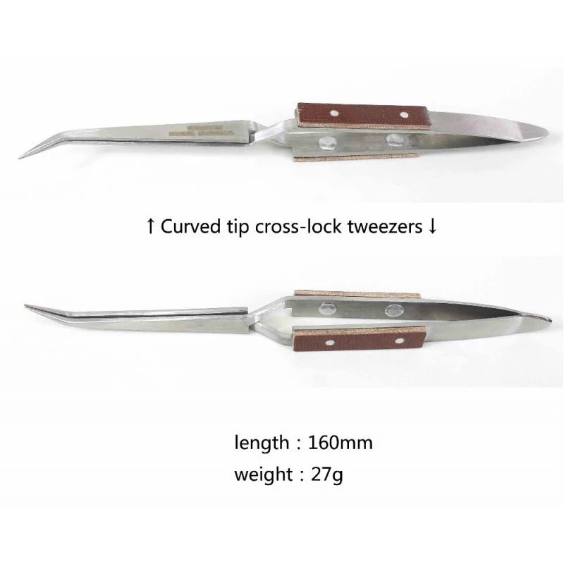 Curved Straight  Rebound Jewelry Welding Tweezers Soldering Tweezer Selflock Jewelers Jewelry Making Tools Repair locking pick-5