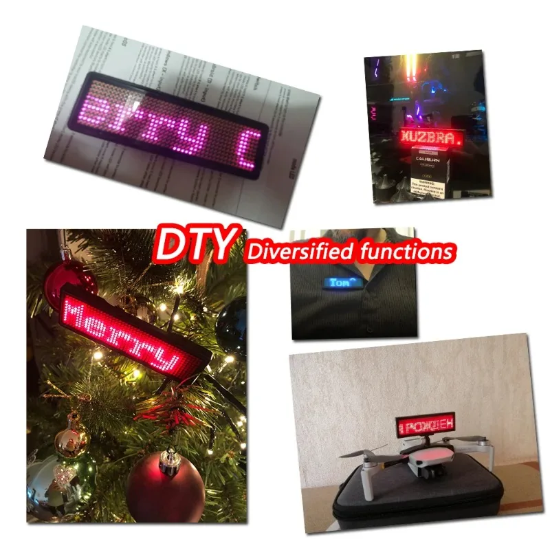 Rechargeable Bluetooth Digital LED Badge Insignia DIY Programmable Scrolling Message Board Mini LED Display LED Name Tag-6