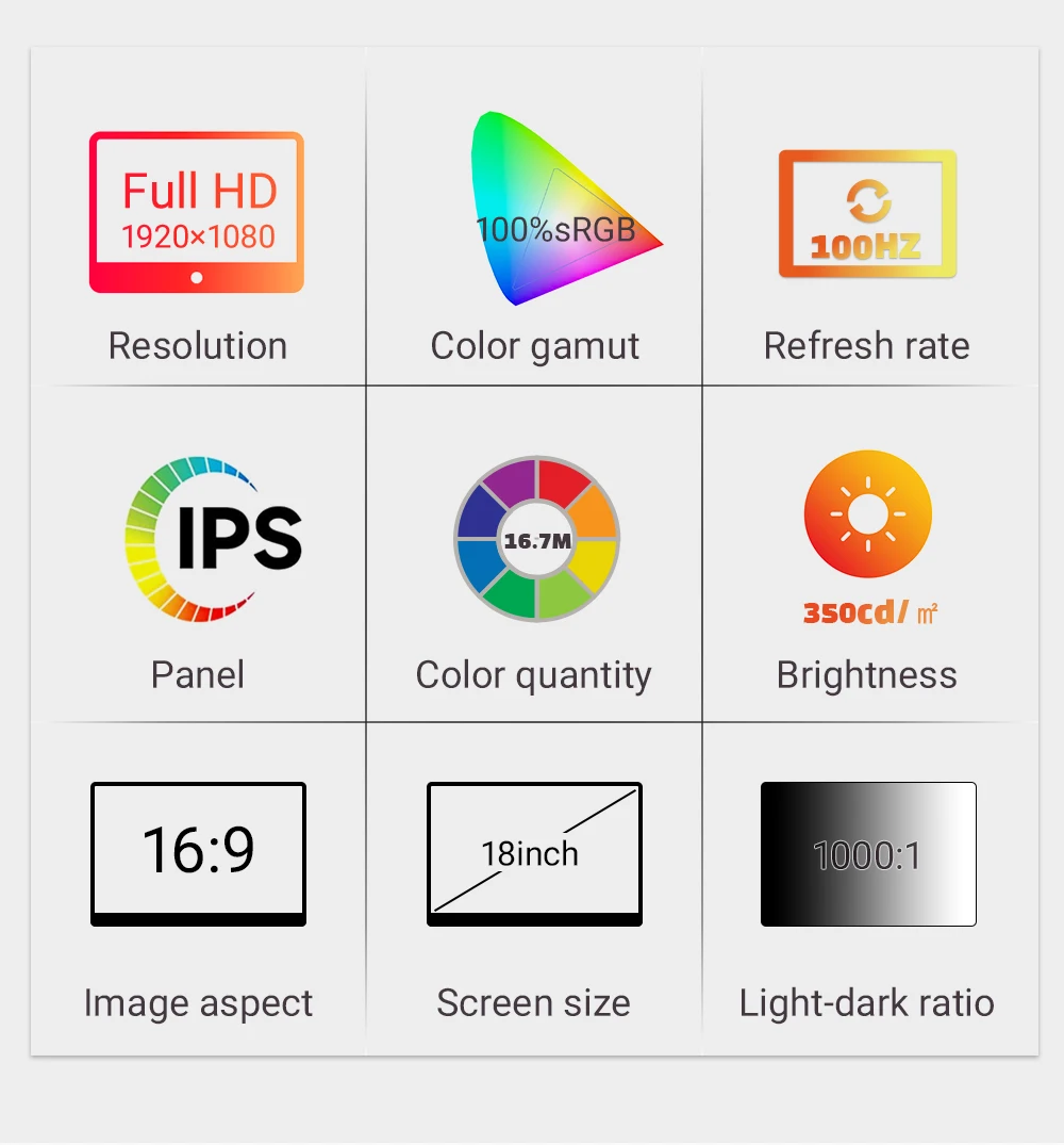 ZSUS 18-Inch 1080P 100Hz 100%sRGB Portable Monitor 16:9 HDR 350cd /M² For XBox PS4 / 5 Switch Cell Phone PC Loptop Extension-2