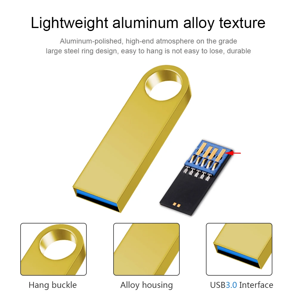Hot Sale Metal Key Chain 3.0 USB Flash Drive 128GB Pen Drive 8GB 16GB 32GB 64GB Memory U Stick 3. 0 High Speed Pendrive-3